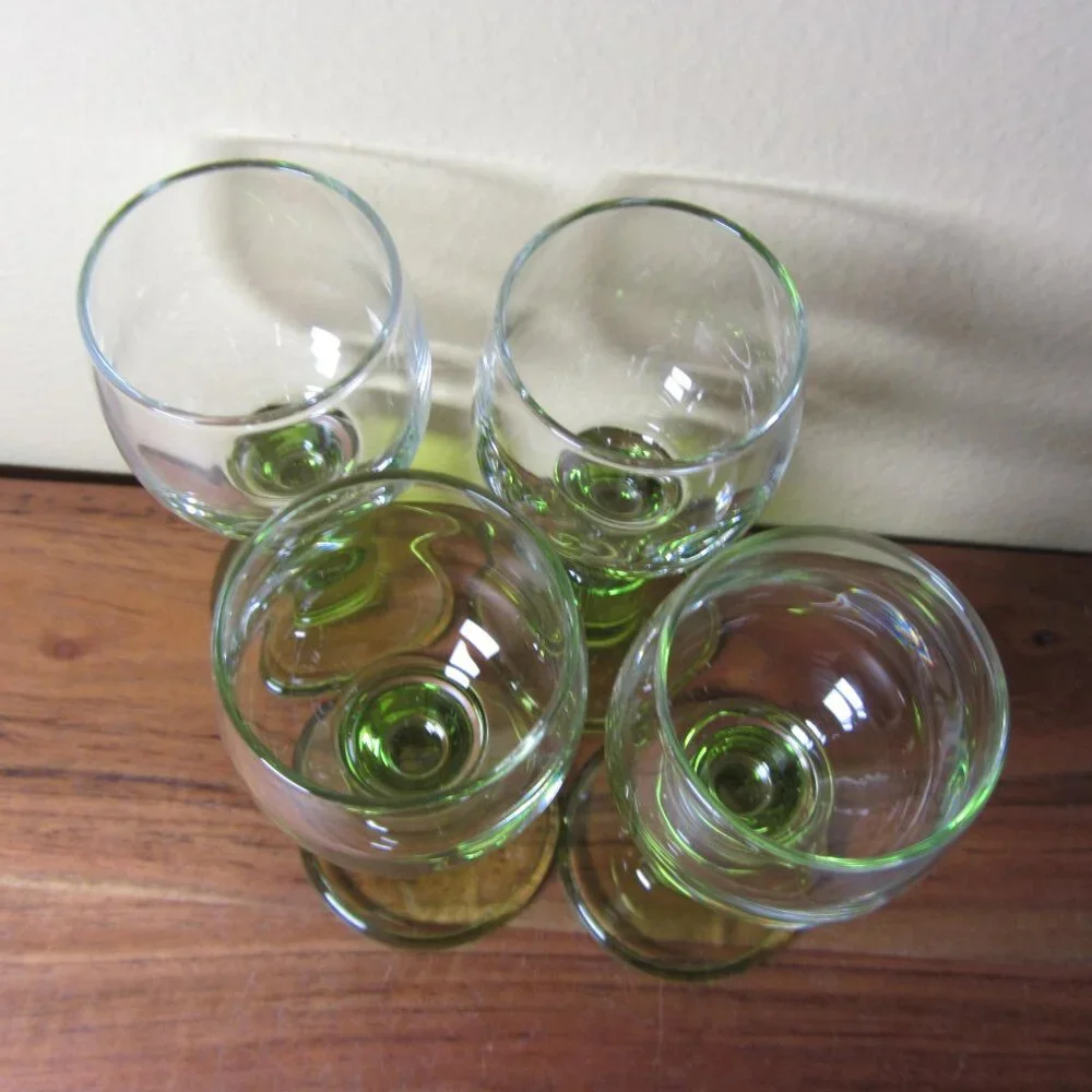 3 oz green clear glasses crate & barrel bormioli rocco Limoncino (H224)